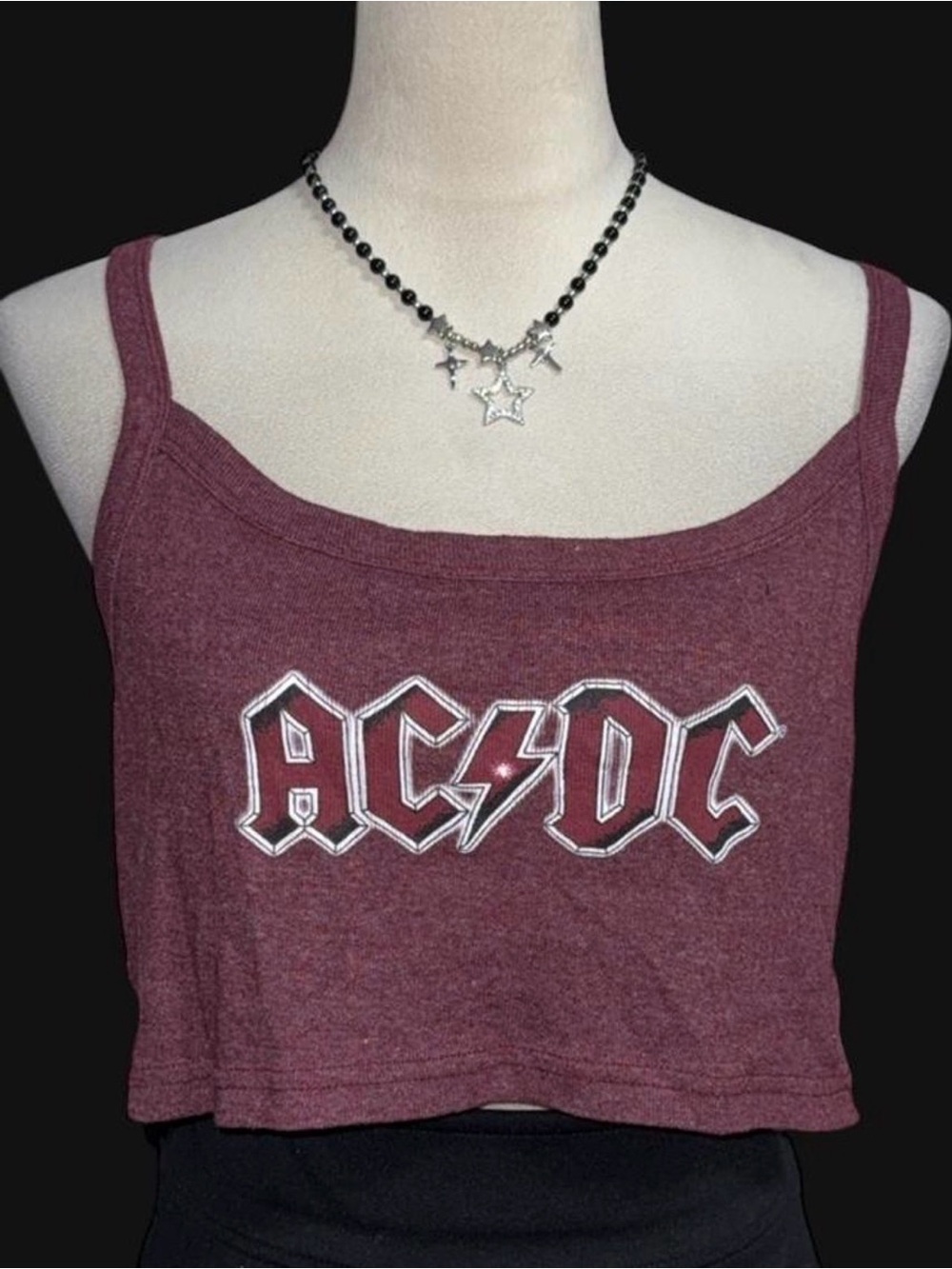 AC/DC Wine Red Cropped Logo Tank